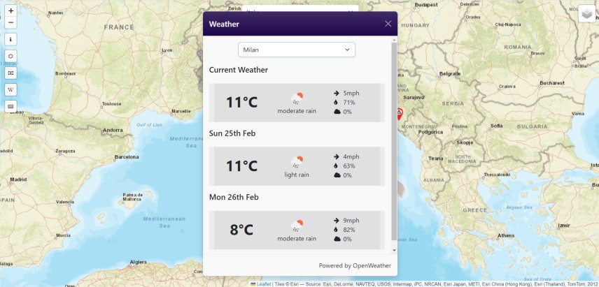 picture of Gazetteer weather tab